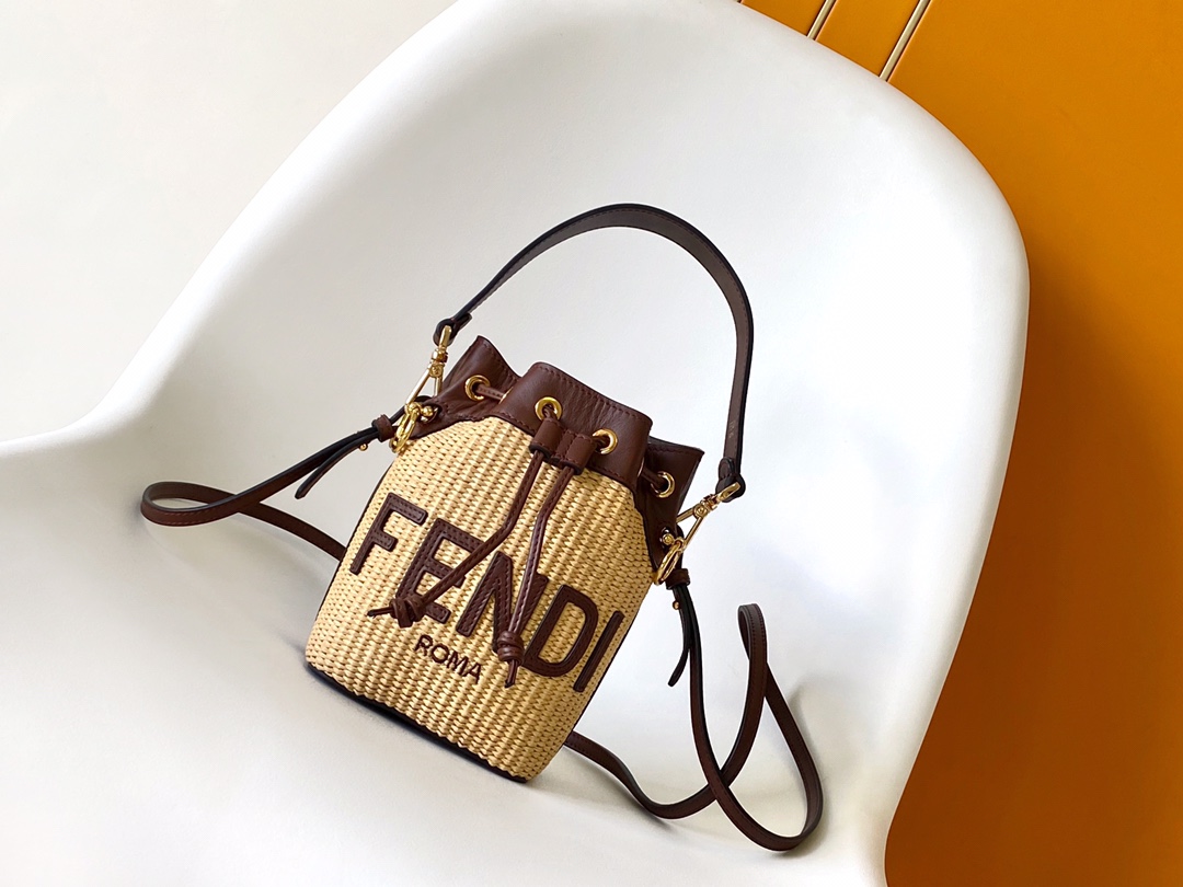 Fendi Mini Mon Tresor Cotton Fiber Shoulder Bag Beige